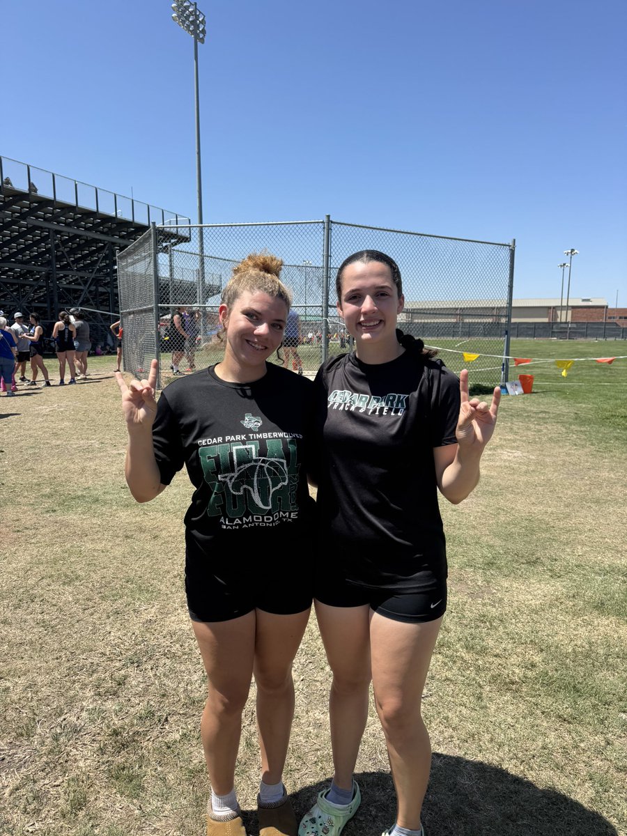Great day at Area!! Mariah (1st) and Alivia (4th) are headed to regionals in the discus! Shoutout to Kaitlyn Reynolds for competing well in the long jump!