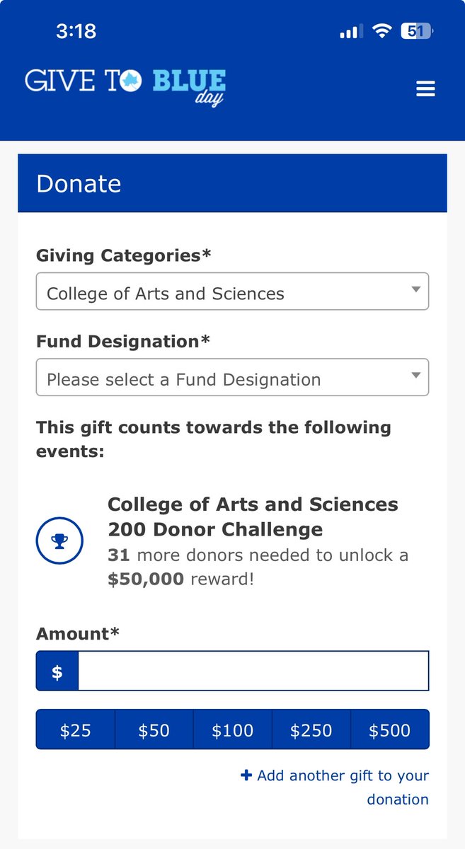 ISUStudentMedia's tweet photo. It’s #GiveToBlue25 day!  We are only 32 donors away from 200!  Go to the website listed below and donate:

https://t.co/NDZqzlPUwH https://t.co/fZzDsn5Lx5