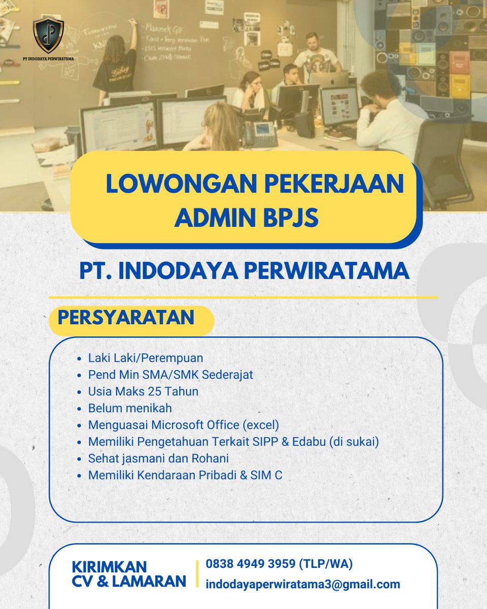 brgkali minat.. cukup kirim cv k no 0838 4949 3959 tanpa biaya admin.. inshaallah amanah.. 🙏🏻🙏🏻
Penempatan BDG KOTA

#Info #loker #lowongan #kerja #satpam #security #karawang #klarikarawang #GratisTanpaBatas #semuaorang #SEGERA #Tanpa #Biaya #Admin #InshaAllah #amanah #indo