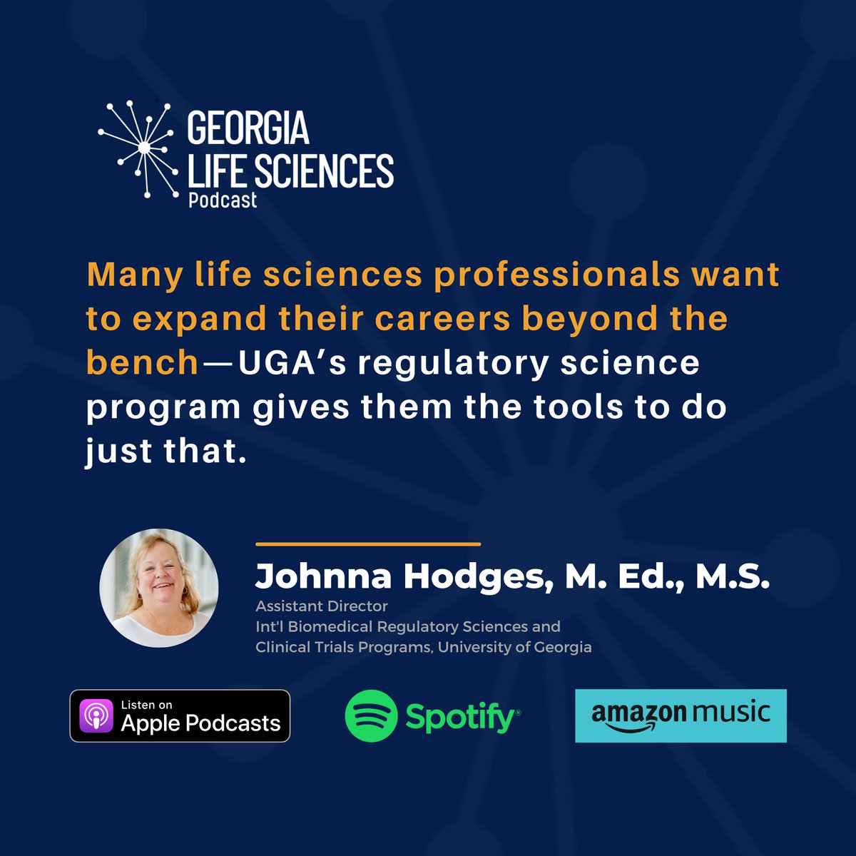 The latest episode of the Georgia Life Sciences Podcast is out now! 🎙 We sat down with Johnna Hodges to discuss how regulatory science is shaping career paths in life sciences. Tune in here: hubs.la/Q03gDBTd0 #GeorgiaLifeSciences #Biotech #RegulatoryScience