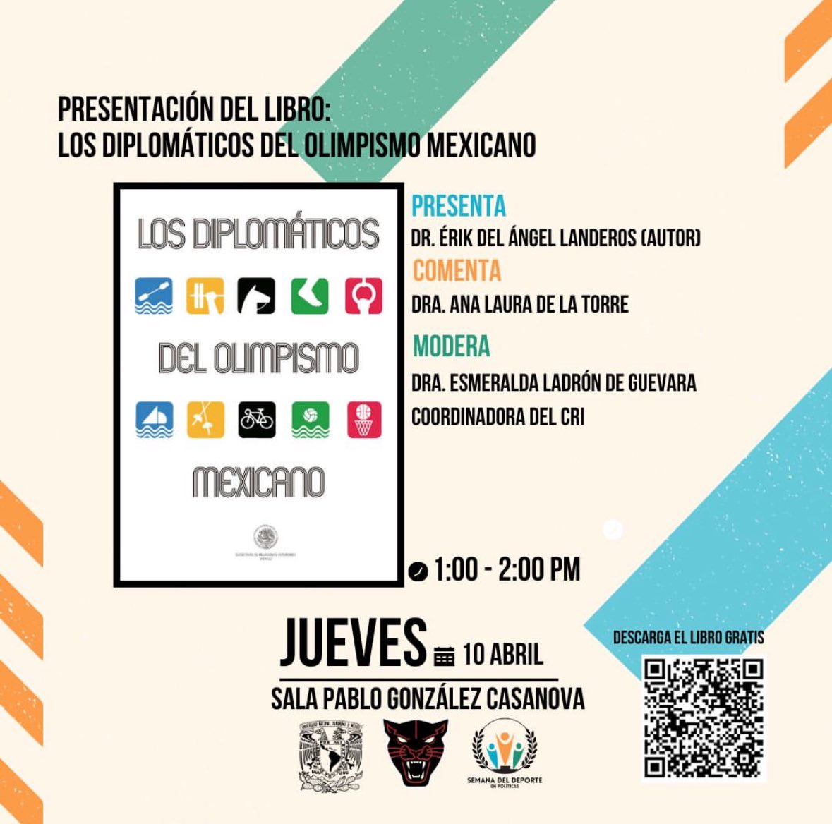 Mañana presentamos la edición “Diplomáticos del Olimpismo Mexicano” en la <a href="/UNAM_FCPyS/">FCPyS-UNAM</a> <a href="/cri_fcpys/">Centro de Relaciones Internacionales</a> con <a href="/Torreolimpica/">Ana de la Torre</a> Los esperamos, invitación abierta!