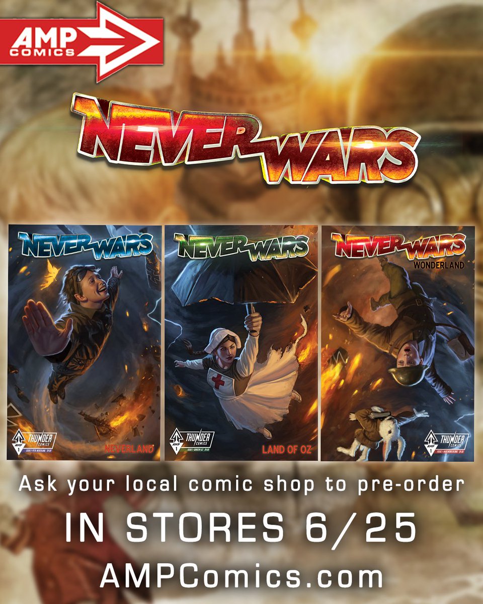 PRE-ORDER NEVERWARS, OUT 6/25! ASK YOUR LOCAL COMIC SHOP TO PRE-ORDER! 
Choose your side in the NeverWars with a UNIQUE ISSUE 1 FOR EACH FACTION: WONDERLAND, OZ, AND NEVERLAND!
Three magical realms have been thrust into a devastating war that spans worlds and generations!
#comics