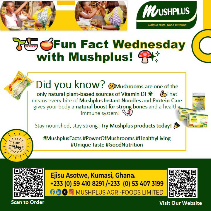 ENJOY: 🍝🧋
1) Mushplus Instant Noodles🍝(Mushroom-fortified instant noodles with higher protein and less fat)

2) Protein-care🧋(Instant, non-dairy &amp; protein-rich powder you can add to breakfast meals, made with oyster mushrooms and soybeans)

Buy via: bit.ly/mushplusorder 📲