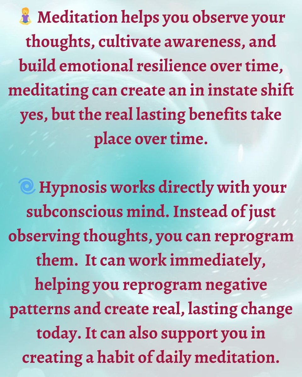 AlieonaRiley's tweet photo. Hypnosis = rapid transformation- anxiety, depression, releasing negative thought patterns, breaking bad habits, spiritual growth, or even pain management- If you’re looking for immediate relief or instant connection the spiritual realms, guides, higher self and Quantum Healing. https://t.co/LLNAUkR9eD