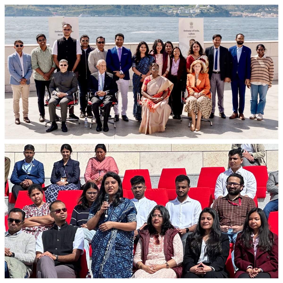 prkundal's tweet photo. Visit of Rashtrapatiji to Lisbon. Other highlights of the visit: Interaction with Doctoral and Post Doctoral Indian researchers working in universities &amp;  institutions, Homage to Mahatma Gandhi and Visit to Radha Krishna Mandir. HE President Marcelo Rebelo accompanied her. https://t.co/ijhT8qJIQL