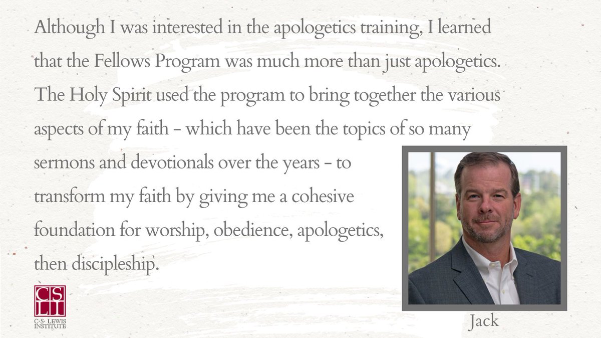 Jack was interested in apologetics, but found much more in the CSLI Fellows Program. If you're seeking a cohesive foundation for the "working out" of your faith, consider applying for the Fellows Program today! Learn more at cslewisinstitute.org/atlanta

#csli