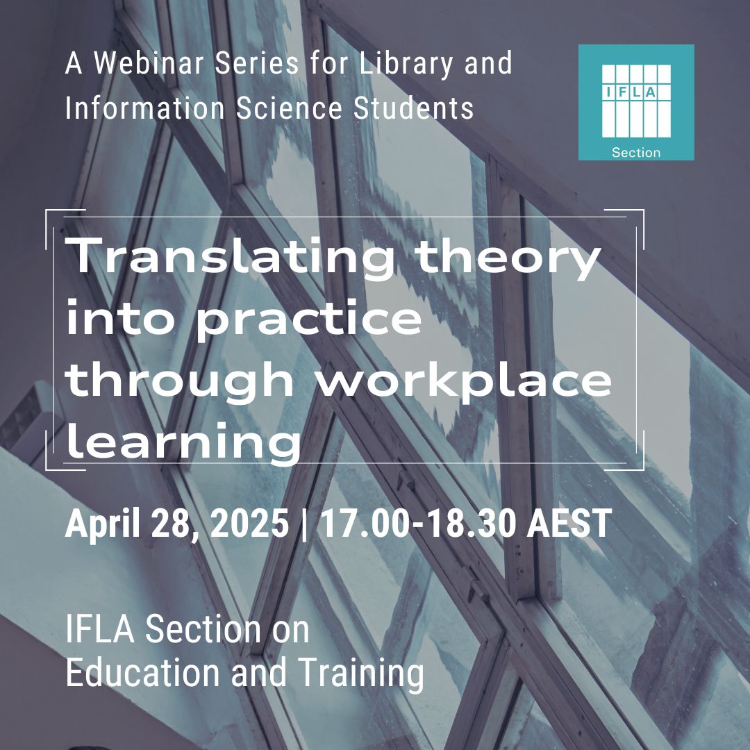 ifla_set's tweet photo. IFLA SET has relaunched its Webinar Series for LIS Students.

The next webinar is coming soon.

Save the date - the Zoom link will be provided shortly! https://t.co/bf7JjL3LGA