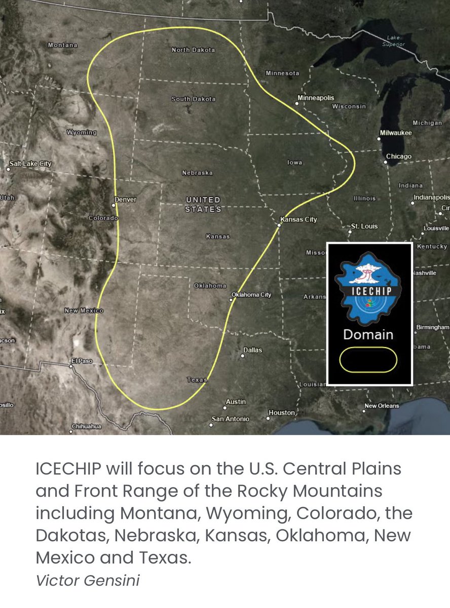 The ICECHIP field campaign to study hail in May - June 2025 is considered flexible, allowing deployment and the collection of hailstones from Texas to Montana and east towards the Mississippi River, where terrain permits.

Learn more🧊➡️ eol.ucar.edu/field_projects…