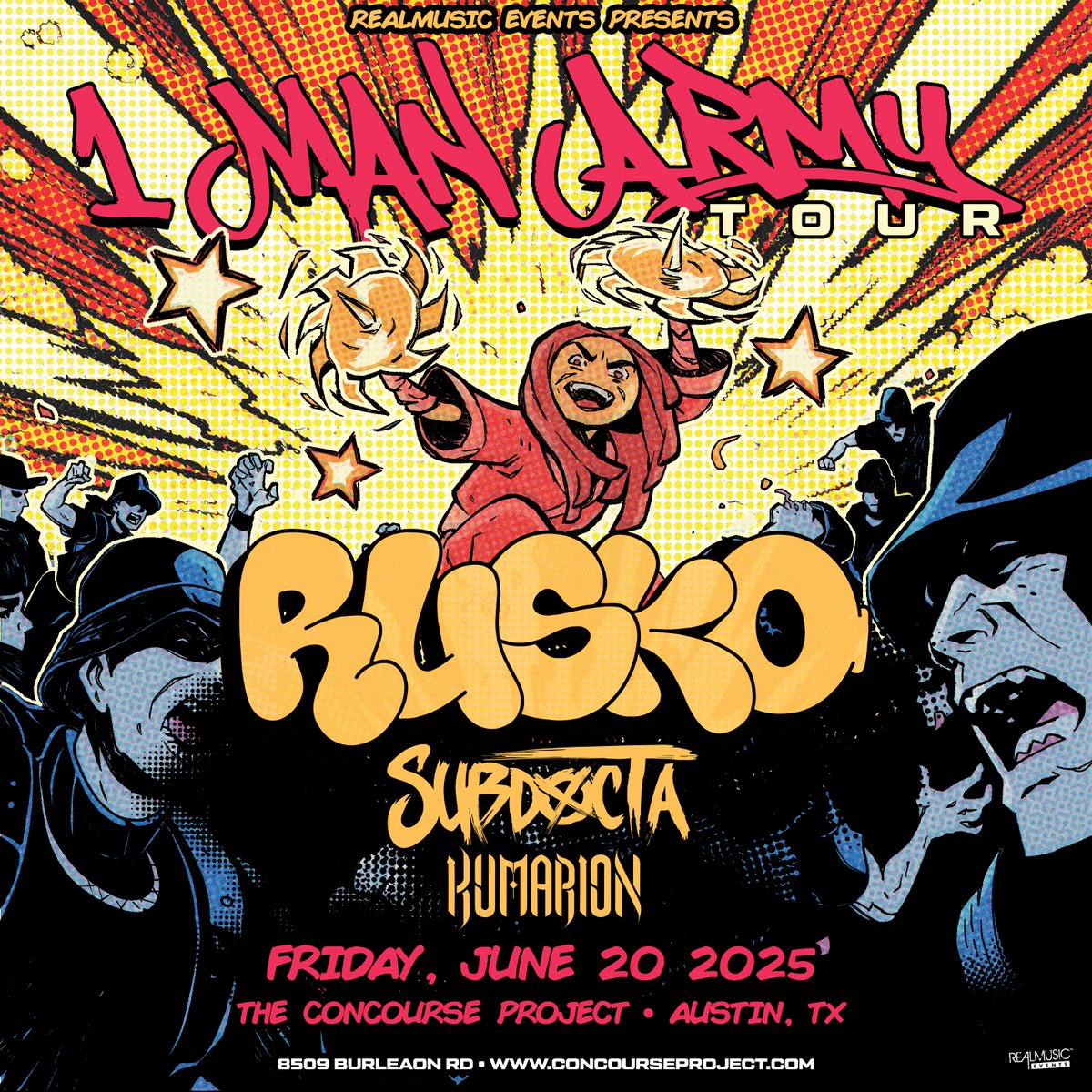 Get ready for a bass-heavy night with <a href="/ruskoofficial/">.</a> + <a href="/subdocta/">SubDocta</a>  at The Concourse Project on Friday, Jun 20! 🔊 Expect filthy drops, relentless energy, and a night you won’t forget. Let’s get loud! 

Tap for deets: bit.ly/3Y5OIyj