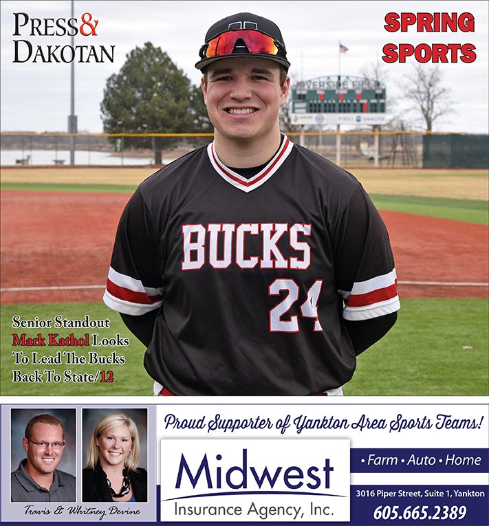 James D. Cimburek (@jcimburek) on Twitter photo The <a href="/YanktonSports/">Press&Dakotan Sports</a> <a href="/pressanddakotan/">Press and Dakotan</a> Spring Preview has been put to bed. It comes out in Friday's edition.
Here is the cover, featuring <a href="/YBABaseball/">Yankton Baseball</a> senior and future <a href="/MMULancersBSB/">Mount Marty University Baseball</a> Mark Kathol. The <a href="/YanktonSports/">Press&Dakotan Sports</a> <a href="/pressanddakotan/">Press and Dakotan</a> Spring Preview has been put to bed. It comes out in Friday's edition.
Here is the cover, featuring <a href="/YBABaseball/">Yankton Baseball</a> senior and future <a href="/MMULancersBSB/">Mount Marty University Baseball</a> Mark Kathol.