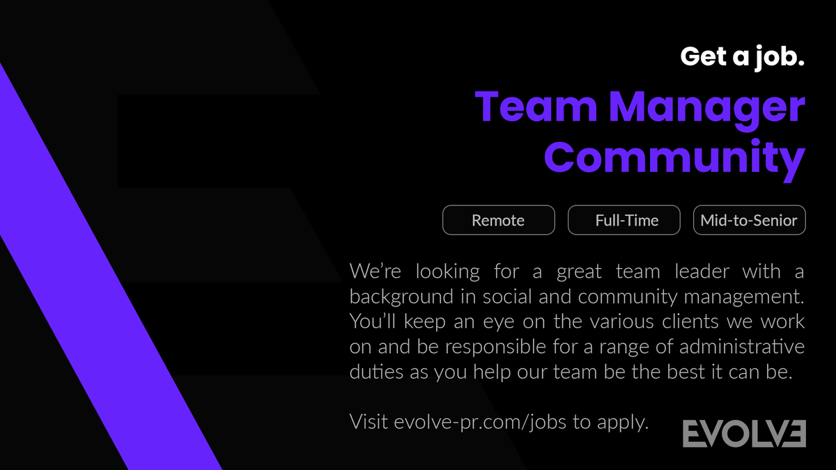 🚨 We are hiiiiring! New job alert! 🚨

🆕Seeking a team manager to help lead our amazing Community team!

📢 Looking for an experienced social/community manager to engage communities, produce content, and more!

Hit our website's jobs section. Pass it on!