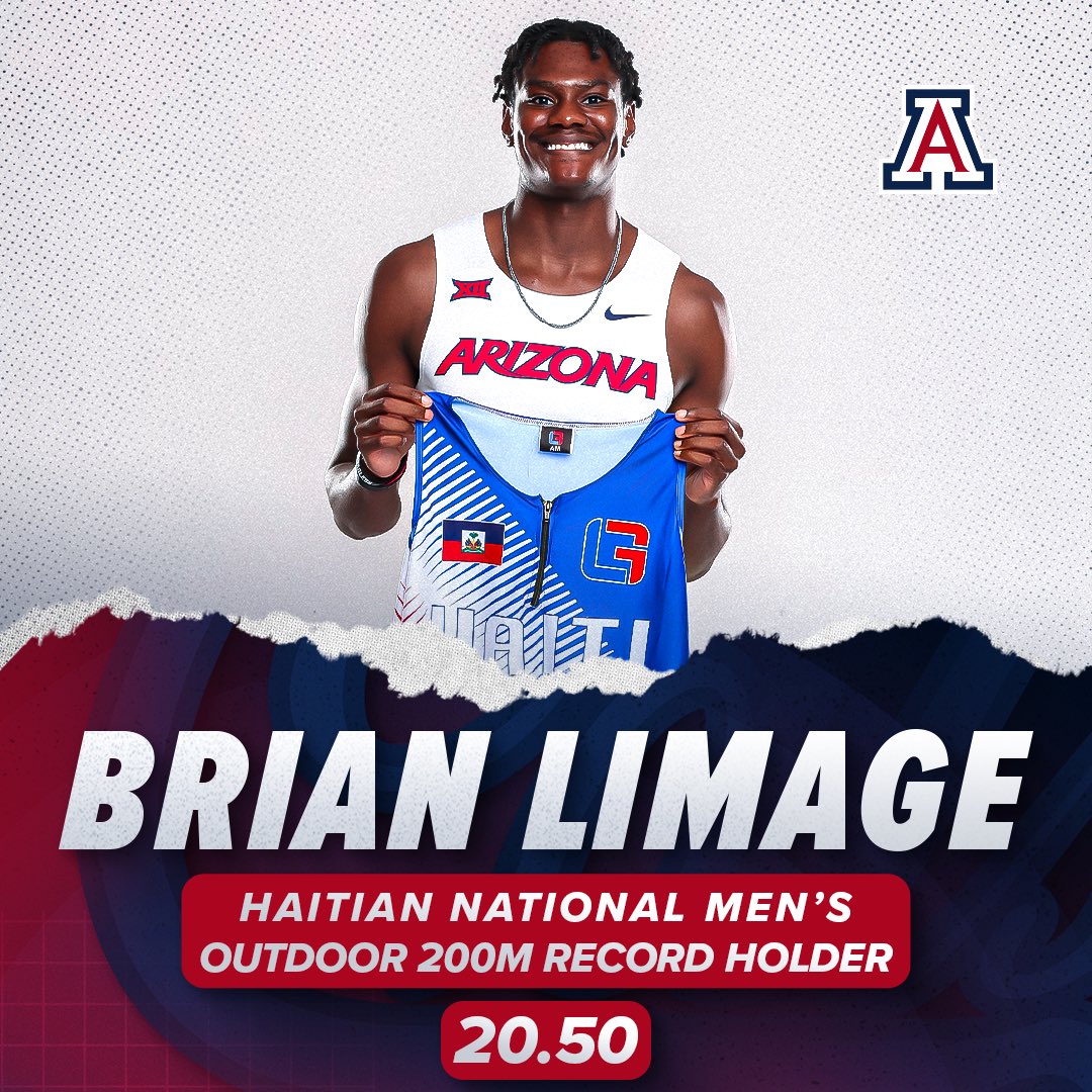 ArizonaTrack's tweet photo. 𝑯𝑨𝑰𝑻𝑰𝑨𝑵 𝑵𝑨𝑻𝑰𝑶𝑵𝑨𝑳 𝑹𝑬𝑪𝑶𝑹𝑫 𝑯𝑶𝑳𝑫𝑬𝑹🇭🇹

Brian Limage’s 200m time of 20.50 at the Jim Click Shootout broke the previous Haitian national record in the event of 20.69 from 2011!

#BearDown | #BeLezoLike https://t.co/3n3jzbj7Um