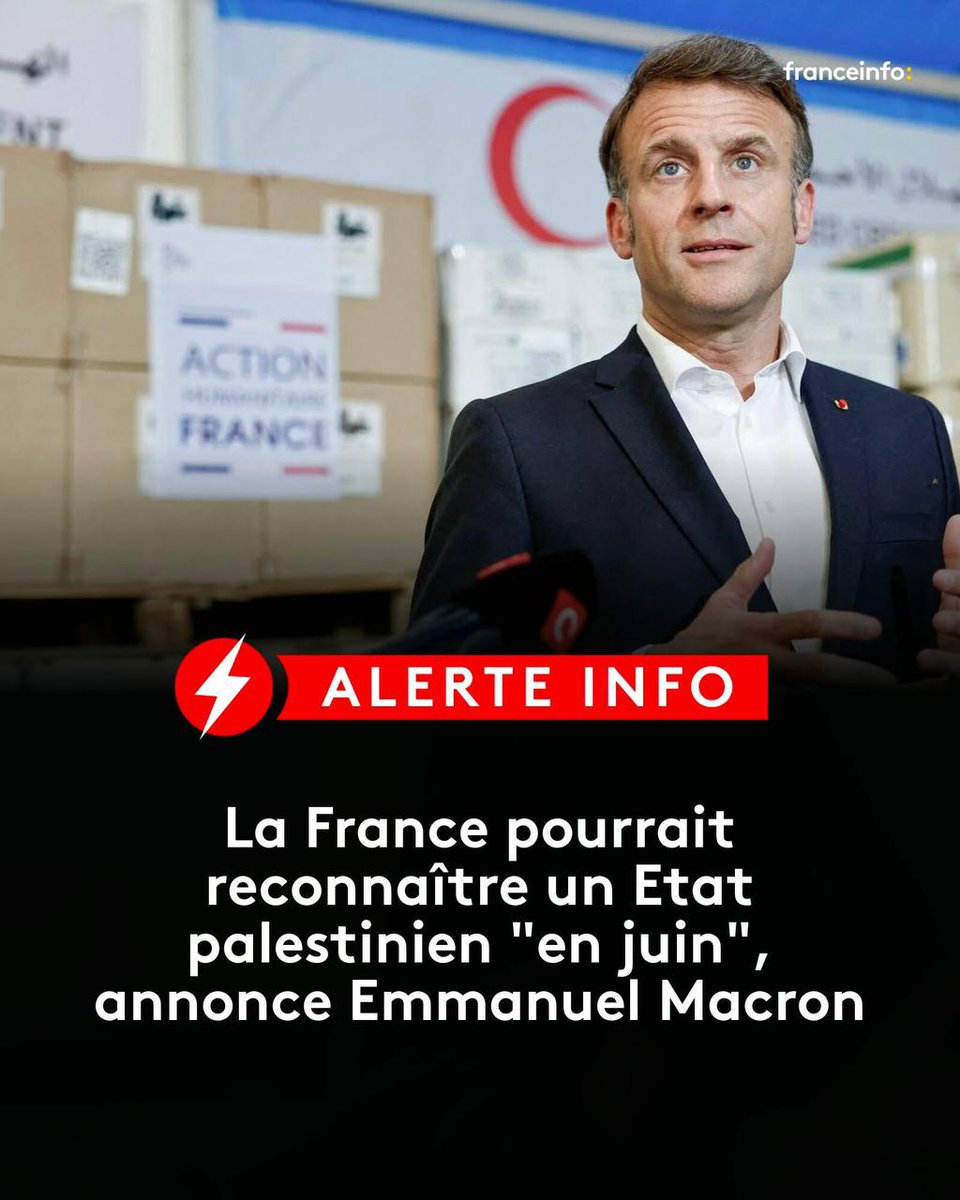 Oui il faut reconnaitre un État Palestinien.🇵🇸

La  France par son Président <a href="/EmmanuelMacron/">Emmanuel Macron</a>, porte une voix singulière, fidèle à ses valeurs : la justice, l’humanisme, l’égalité entre les peuples.

Deux peuples, Deux États : une exigence morale autant que politique.