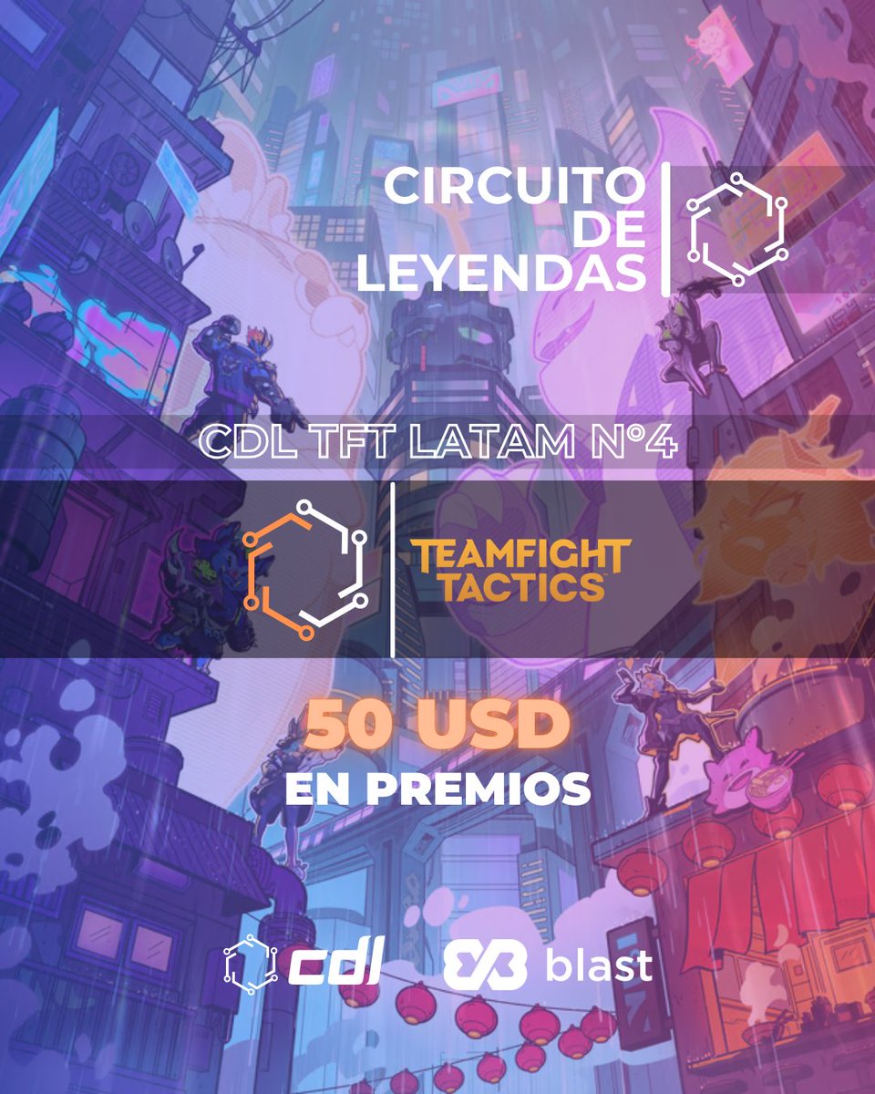 CDL TFT LATAM N°4
📅 Viernes 18 de Abril
🟠 Cupos: 128
💵 Premios: 50 USD
INSCRIPCIÓN GRATUITA
Región: LAN

Se agradece RT y❤️
Inscripción y mas detalles en comentarios c: