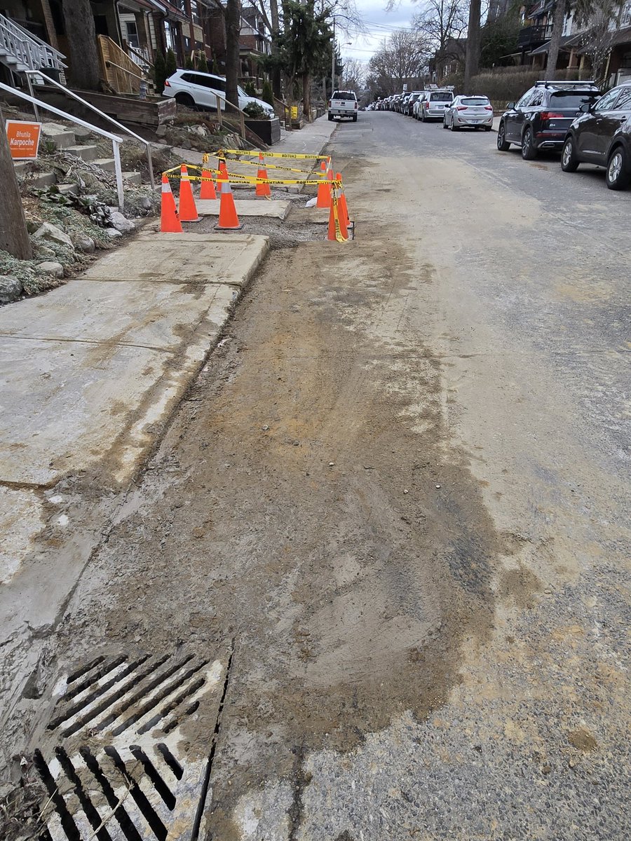 NewFallenAngel's tweet photo. Work crews thought this was a good idea outside of 339 Indian Grove @gordperks  Hope the sewers don't back up and cause damage to homes @cityoftoronto https://t.co/BInllpmmdl