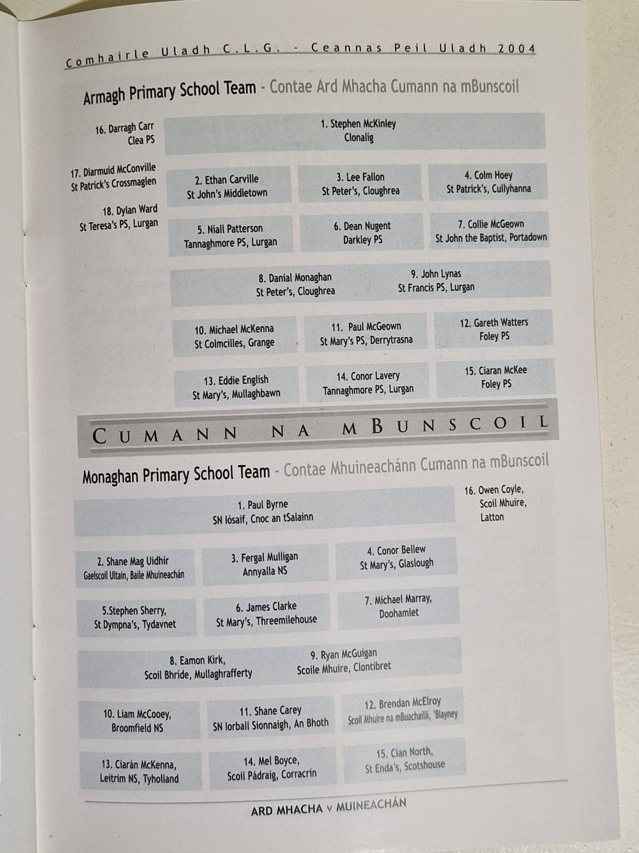 seamus #allthingsgaacollection (@seamusmcquaid) on Twitter photo 2004 <a href="/UlsterGAA/">Ulster GAA</a> football championship programme for <a href="/monaghangaa/">@monaghangaa</a> v <a href="/Armagh_GAA/">Armagh_GAA</a> (includes Cumann Na Bunscoil teams) Shane Carey and more . <a href="/ScotstownGAA/">Scotstown GAA</a> #allthingsgaacollection 2004 <a href="/UlsterGAA/">Ulster GAA</a> football championship programme for <a href="/monaghangaa/">@monaghangaa</a> v <a href="/Armagh_GAA/">Armagh_GAA</a> (includes Cumann Na Bunscoil teams) Shane Carey and more . <a href="/ScotstownGAA/">Scotstown GAA</a> #allthingsgaacollection