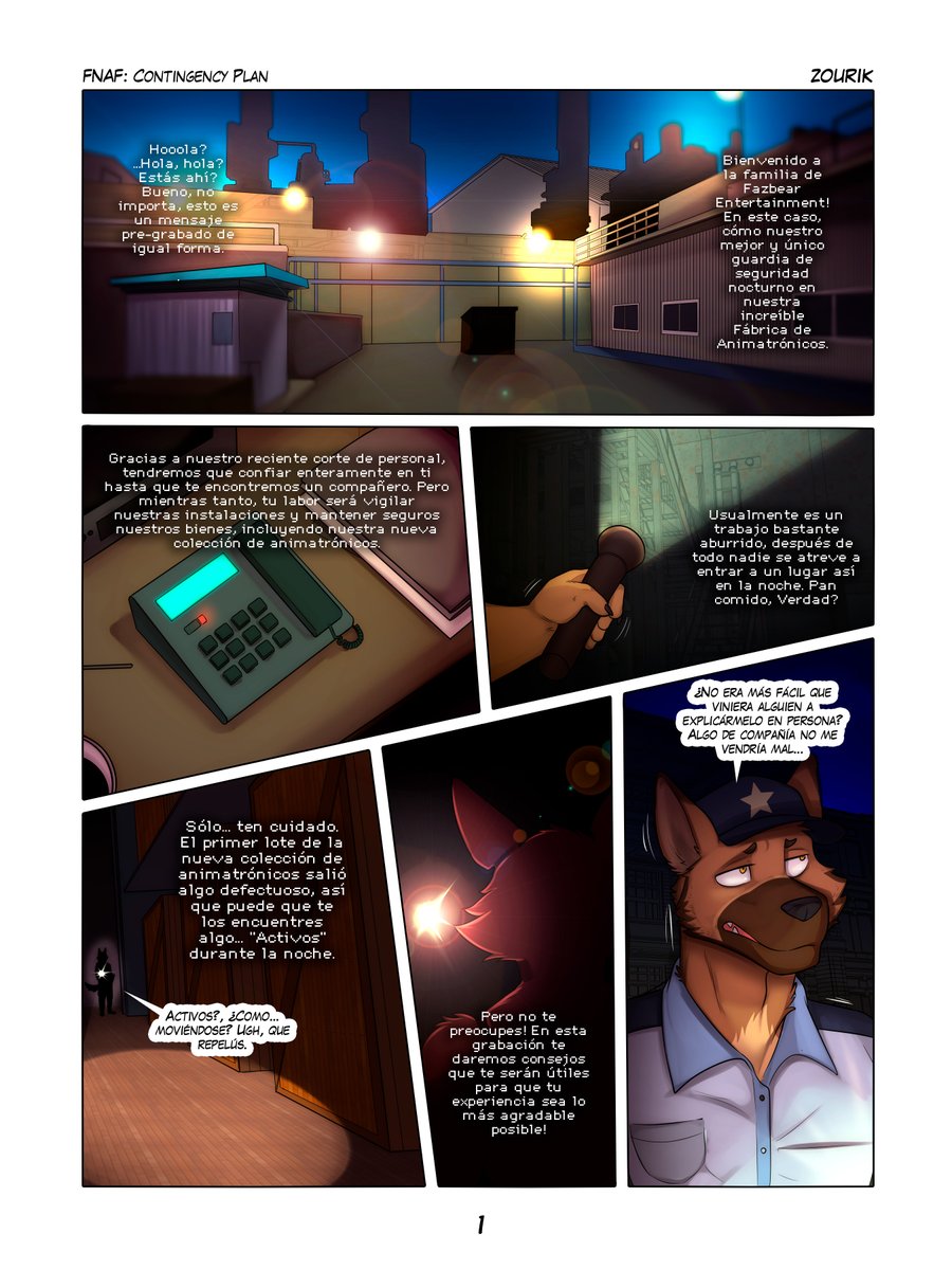 Zourik_'s tweet photo. “Five Nights At Freddy's: Contingency Plan”
Cover + Page 1! (EN/ES)!

New comic is now here! The next pages 2 &amp; 3 (WIP) are now available on my P &amp; SS too! So if you wanna see what's next, you can find them for my $5 or up supporters! https://t.co/H2dBDmbYiS