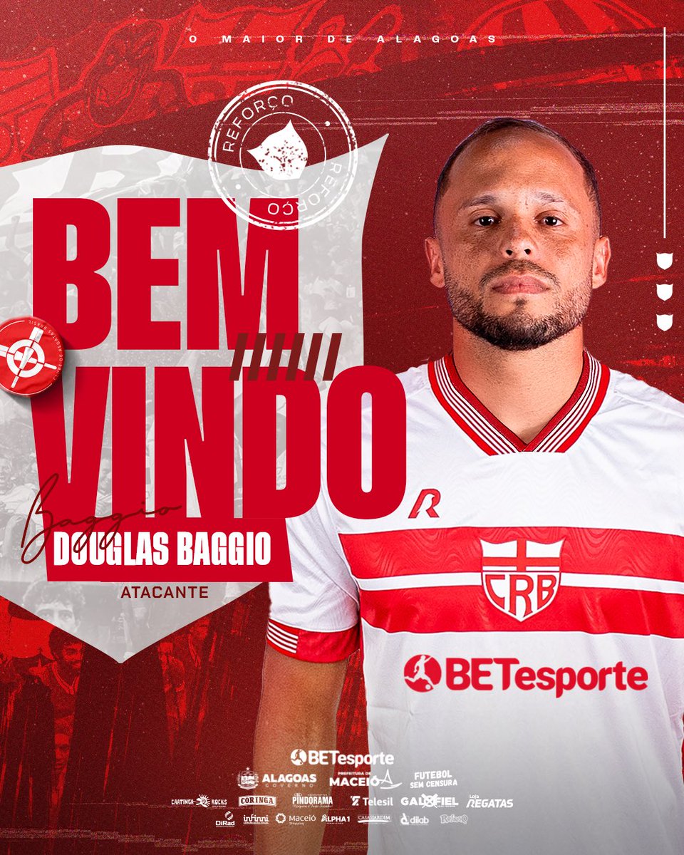 CRBoficial's tweet photo. TEM REFORÇOS CHEGANDO NO GALO DE CAMPINA! ✍🏽✅

📌 O atacante Douglas Baggio vem do Botafogo-SP, onde disputou 62 partidas, entre Campeonato Paulista e Brasileirão Série B, nas temporadas 2024 e 2025. Formado nas categorias de base do Flamengo, o extremo também atuou por 122 jogos pelo Grêmio Novorizontino. Ele também tem passagens por Goiás, Ceará, Boa Esporte, Luverdense e outras equipes do futebol brasileiro.

📌 Breno Herculano é centroavante e vem diretamente do Goiás, clube onde está há quatro temporadas e disputou a Série A do Campeonato Brasileiro. Além disso, o jogador também tem em seu currículo um título do Campeonato Capixaba e uma passagem pelo futebol europeu.

📌 O volante Gabriel Gazão é mais um reforço que chega ao CRB. Oriundo da categoria de base do Grêmio, o atleta revelado pela equipe gaúcha também tem passagem pelo Avaí, em 2023, e em 2025 estava no São Bento.

Sejam bem-vindos ao Galo de Campina e que juntos tenhamos uma grande temporada! 🏴󠁧󠁢󠁥󠁮󠁧󠁿