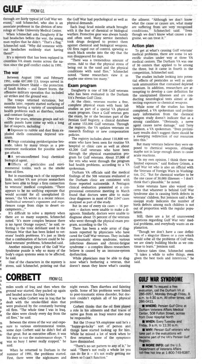 RFH1955's tweet image. The Herald-Sun, North Carolina, US. 9th April 1995. About #gulfwarsyndrome #gws but mentions #cfsme #myalgicencephalomyelitis #myalgice #mecfs