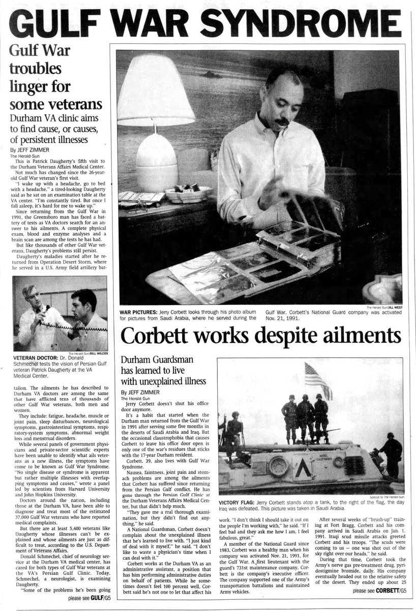 RFH1955's tweet image. The Herald-Sun, North Carolina, US. 9th April 1995. About #gulfwarsyndrome #gws but mentions #cfsme #myalgicencephalomyelitis #myalgice #mecfs