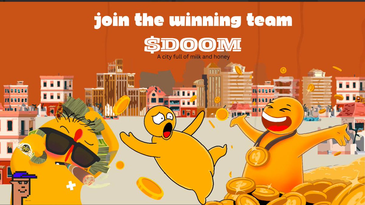 Doraingray9's tweet photo. Welcome to $DOOM
The city of milk, honey, and pure chaos.
Join the winning team where the streets are flooded with coins and the vibes are unmatched.
Get in, get rich, get wild.
This is $DOOM.
#DOOMCoin #CryptoChaos #JoinTheWinningTeam https://t.co/9CJs5z2xhD