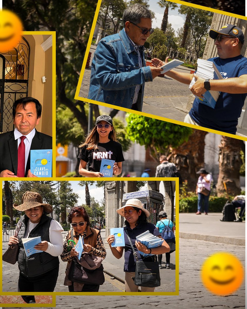 AdventistaAPSur's tweet photo. #ImpactoEsperanza 2025
👉Con mucha alegría el equipo de funcionarios de la #APSur salió a la calles arequipeñas para obsequiar el libro #LaClaveDelCambio.
#VamosConTodo a obsequiar #MásQueUnLibro https://t.co/VYRvDhOSNV
