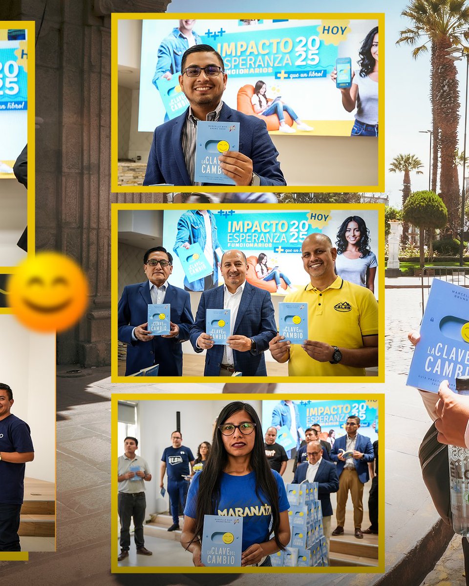 AdventistaAPSur's tweet photo. #ImpactoEsperanza 2025
👉Con mucha alegría el equipo de funcionarios de la #APSur salió a la calles arequipeñas para obsequiar el libro #LaClaveDelCambio.
#VamosConTodo a obsequiar #MásQueUnLibro https://t.co/VYRvDhOSNV