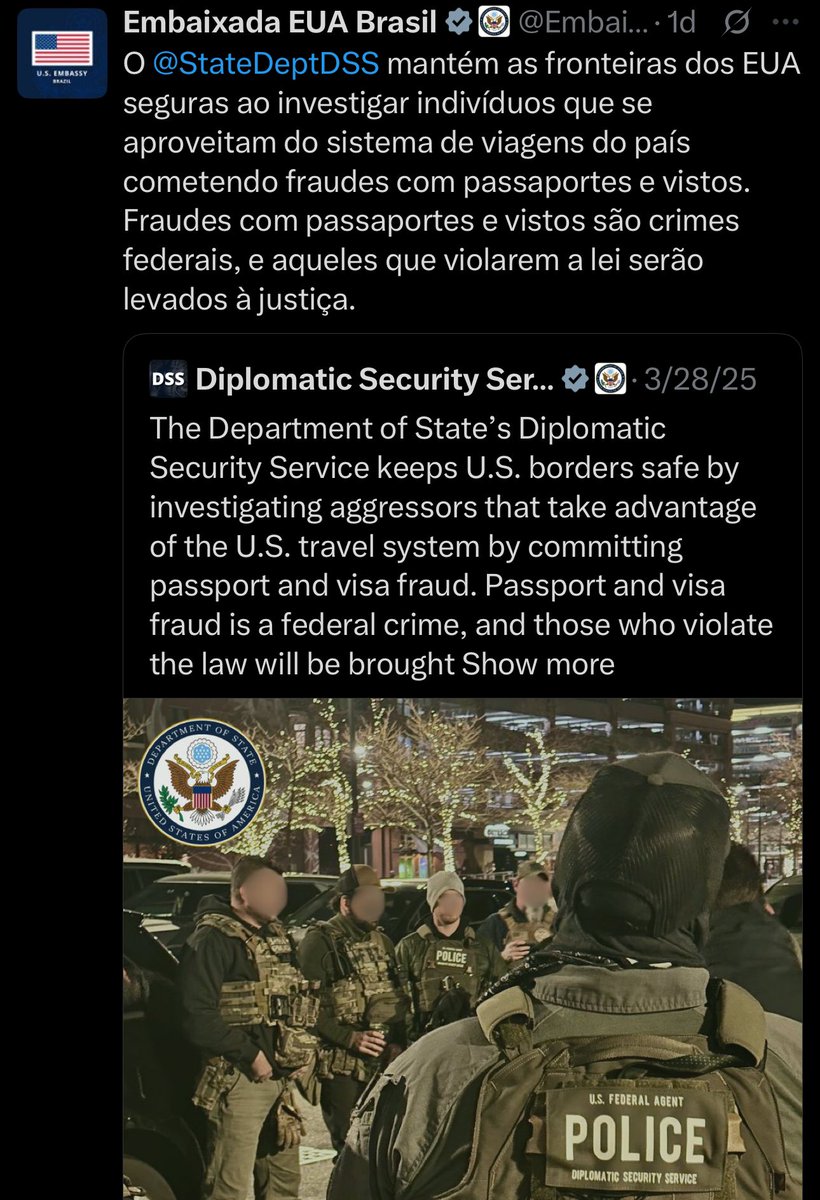BolsonaroSP's tweet photo. 🇺🇸 Mais uma dor de cabeça internacional para a tirania judicial brasileira.

A justiça americana autorizou o prosseguimento do processo movido por Filipe Martins nos EUA por um registro migratório falso que surgiu no CBP de Orlando em abril de 2024, enquanto Filipe estava preso e uma delegação da Polícia Federal estava em território americano por ordem de Alexandre de Moraes.

Nos EUA, essa autorização equivale ao recebimento da denúncia: significa que o juiz entendeu que há indícios sérios o bastante para investigar o caso a fundo. E o melhor: o próprio governo americano se comprometeu a colaborar. A verdade não vai demorar a aparecer. Vale lembrar que:

– O próprio governo dos EUA já reconheceu que o registro era falso;

– O dado foi removido do sistema em julho de 2024;

– O nome aparecia com grafia incorreta no registro: “Felipe” (com E) e não Filipe como seria correto;

– O passaporte que constava no registro estava cancelado desde fevereiro de 2021;

– A classe de visto era diferente da utilizada pelo Filipe;

– A entrada nos EUA jamais aconteceu;

– E o registro... só “apareceu” depois da prisão no Brasil.

Filipe Martins foi preso em 8 de fevereiro de 2024 sob a acusação falsa de ter viajado aos EUA em 30 de dezembro de 2022. Já na primeira semana, seus advogados apresentaram provas incontestáveis de que ele jamais deixou o país — inclusive itinerários de voos domésticos, dados bancários, etc.

A própria PGR se manifestou pela soltura, mas Moraes ignorou tudo e manteve Filipe preso por mais de 6 meses, sob pressão, ameaças e isolamento, em condições cruéis, talvez na esperança de que ele inventasse algo que pudesse implicar Jair Bolsonaro. 

Hoje, duas investigações federais estão em andamento nos EUA. Enquanto isso, no Brasil: silêncio, censura e perseguição política. 

Filipe Martins tem sido proibido de usar redes sociais, de conceder entrevistas e até de ser ouvido pela Câmara dos Deputados.

Por que tanto esforço para manter o Filipe calado? A resposta talvez seja simples: quem teme verdades inconvenientes sempre prefere a censura.

Seja como for, a verdade está vindo à tona e, com ela, a responsabilidade de quem fraudou documentos federais nos EUA e abusou do poder para perseguir pessoas inocentes – seja quem for.

Isso sozinho já seria o suficiente para a aplicação da LEI MAGNITSKY, mas, como vocês sabem, tem muito mais coisa errada sendo feita no Brasil em nome da "democracia".

E o recado da Embaixada dos EUA na tarde de ontem foi claro: as autoridades americanas não vão parar até que todos os culpados por qualquer tipo de fraude sejam responsabilizados.