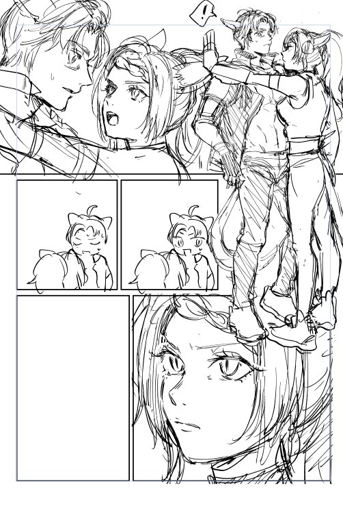 仕事の合間に進めてて時間かかってるけどレザユト短い漫画描いてる〜！