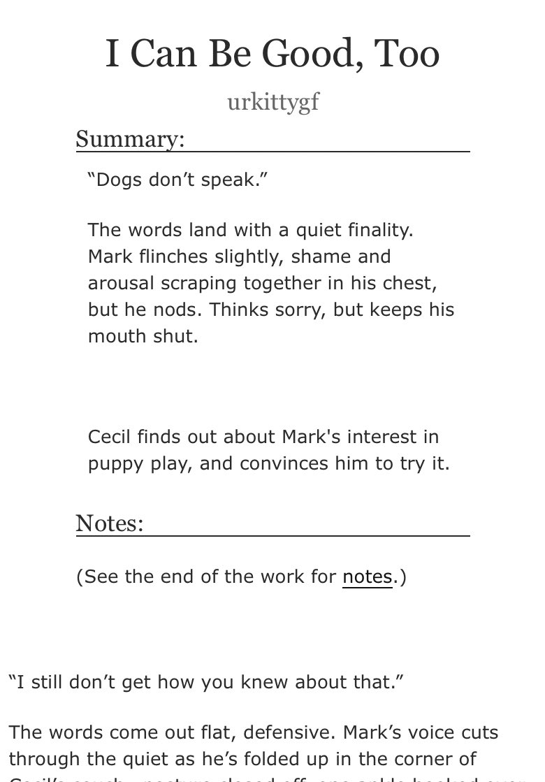 urkittyg's tweet photo. hi i posted another #marcil / #markcil fic for my beautiful nation
self indulgent puppy play, brat taming.. π΅βπ« sorry, i tried to add a plot, maybe it lands, maybe not https://t.co/rkHU9VIDWW