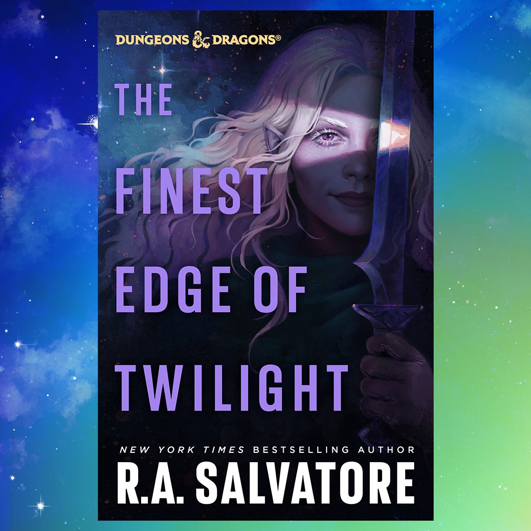 Wizards_DnD's tweet photo. We’re excited to share that R.A. Salvatore is back with a new novel, THE FINEST EDGE OF TWILIGHT, publishing October 7th, 2025 with @DelReyBooks. https://t.co/vHSpVGdSer