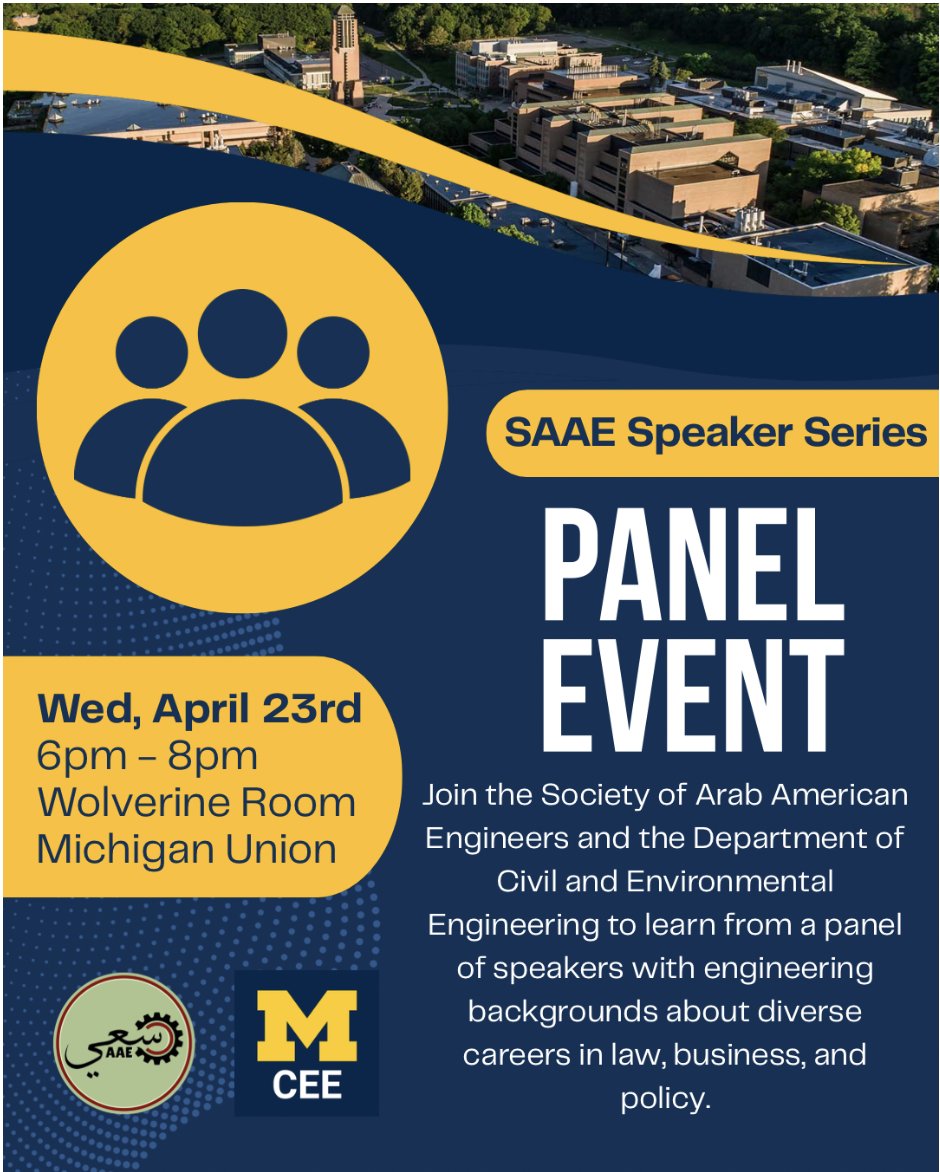 Join SAAE and CEE for another segment of their Speaker Series for an opportunity to hear from panel of speakers with career experiences from law, to business, to policy. The event will feature a panel Q&amp;A discussion, with dinner to be provided.