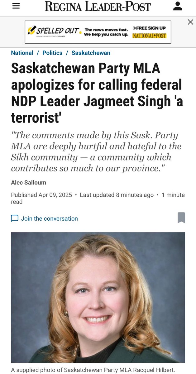 This wasn’t called out or addressed by the Premier Moe, the Saskatchewan Party, or their leadership despite this comment being made into a microphone at the Legislature. 

She only apologized when she knew the news was breaking.