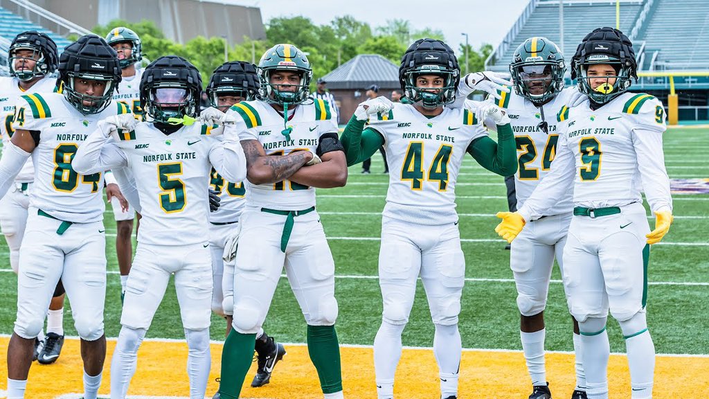 SageGS16's tweet photo. I am excited to be invited to @NorfolkStateFB’s Junior Day this Saturday on April 12th! 🟢🟡@Coach_TimSmith @cookrkc12 https://t.co/ghmH3uwq8x