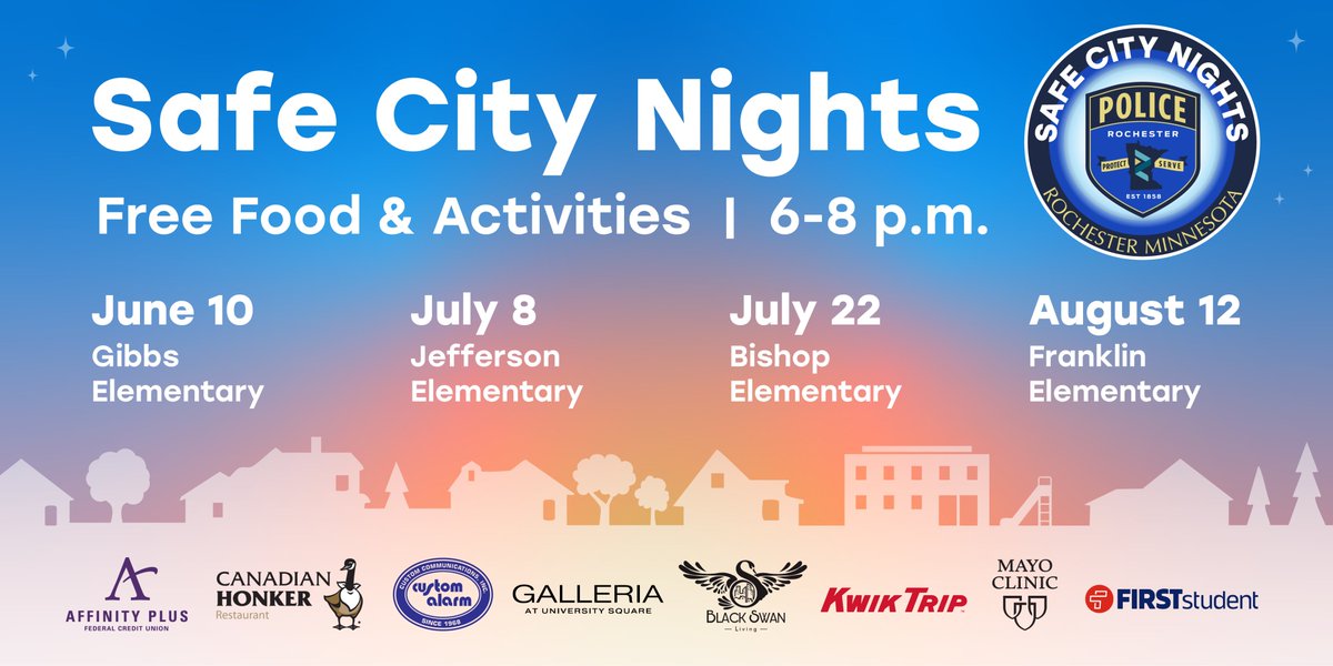 Join your neighbors and Rochester Police Department for a night of free food and activities!