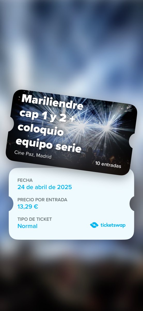 Lenguadeplata_'s tweet photo. Mariliendres! Vendo 10 entradas de la fila 12 para el preestreno de Mariliendre más el coloquio con el equipo (es donde se hace) en el cine Paz de Madrid el 24/04, que compramos de más por error. Precio original (9,9€ x entrada) más gastos de TicketSwap. https://t.co/gXmdRW7n6q https://t.co/4dc5hQnQFj