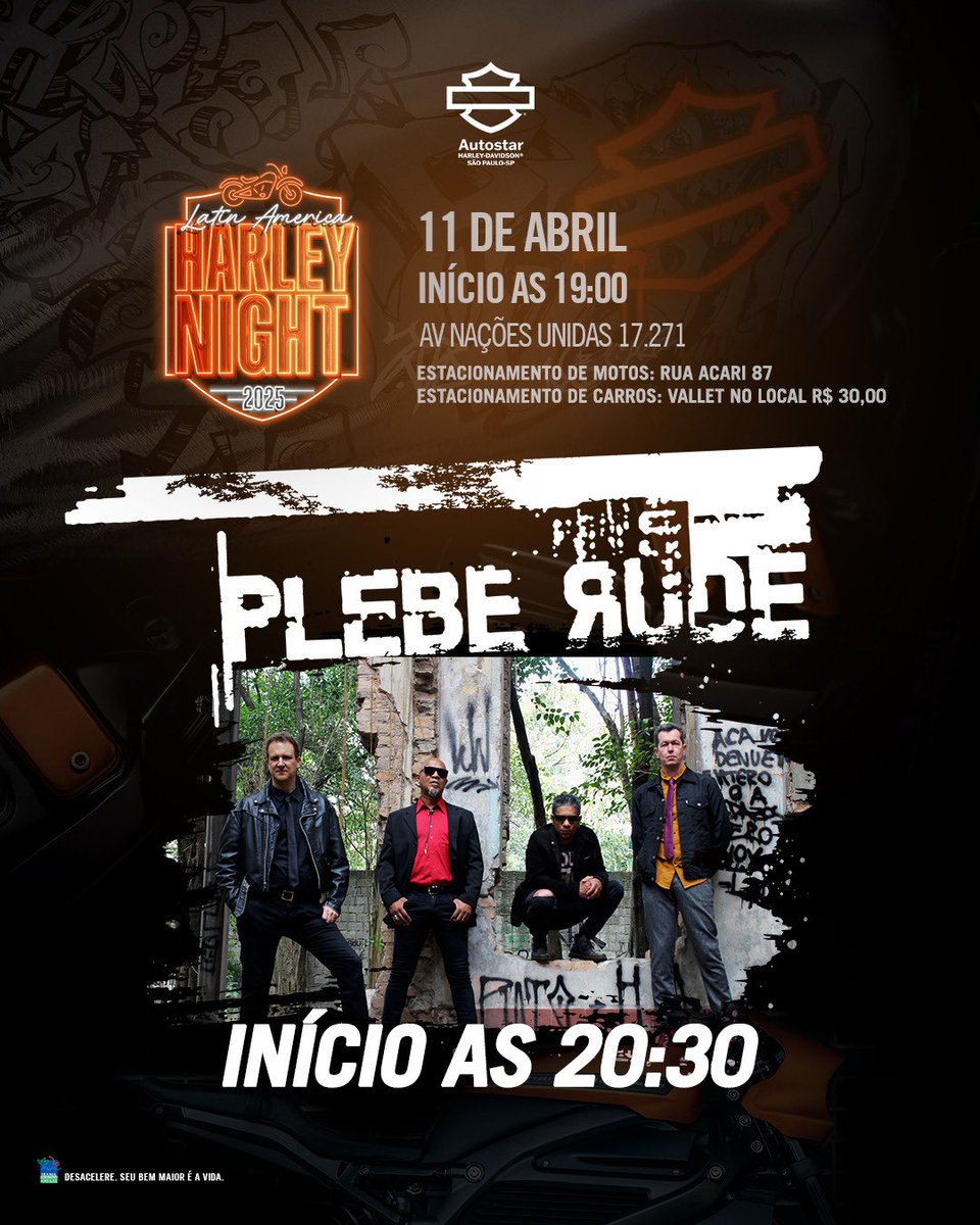 PlebeRude's tweet photo. Nessa 6ª feira, 11 de abril em São Paulo, tem Plebe na Harley Night da AutoStar HD , Av. Nações Unidas, 17271, entrada FRANCA! Evento começa às 19hrs, Plebe no palco às 20h30!! 

#pleberude #rocknacional #harleynight #autostarhd #harleydavidson #saopaulosp https://t.co/H5GBfYY5OM