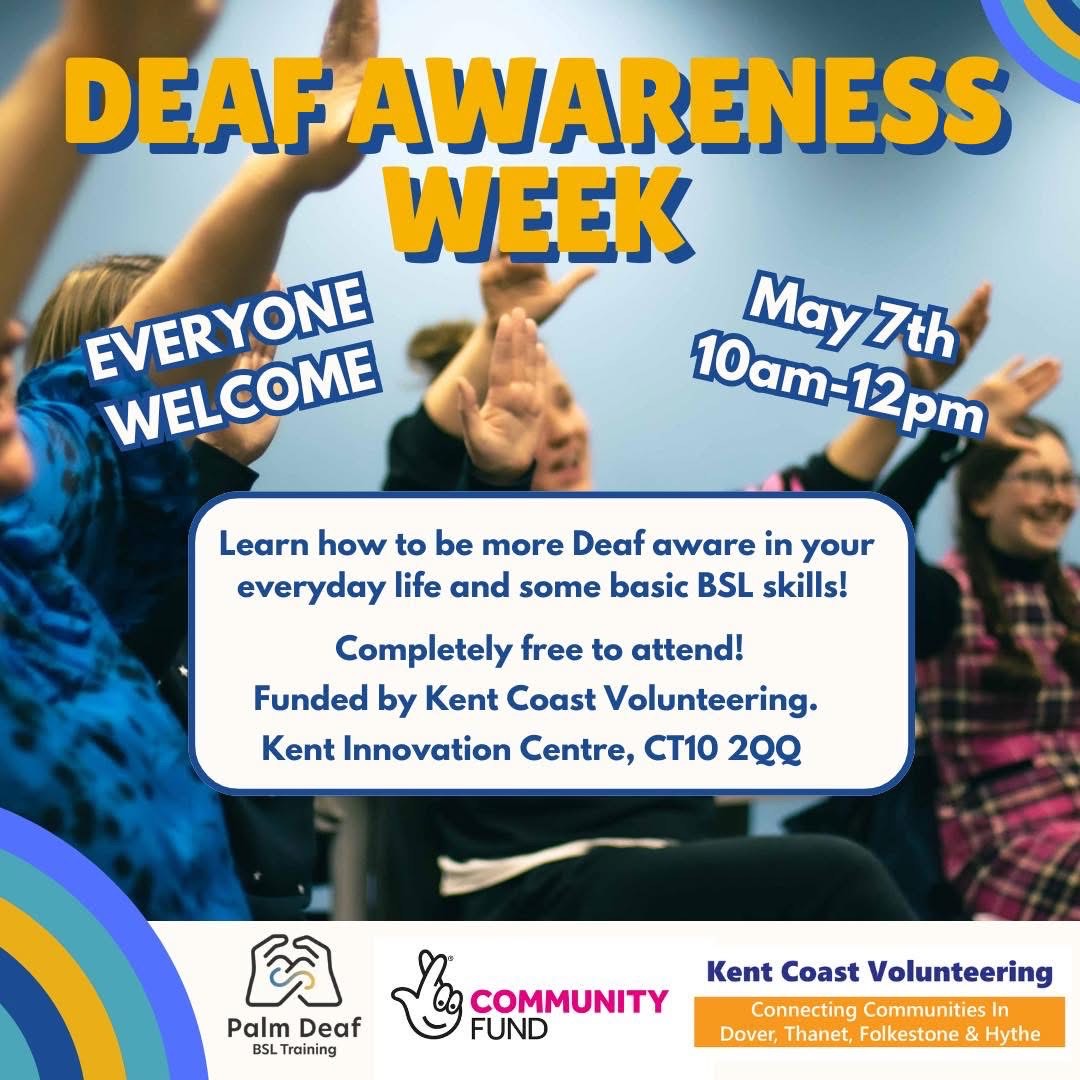 Celebrate Deaf Awareness Week with us on May 7. Discover and enhance your understanding of Deaf culture.  

Everyone is invited, and best of all—it's free! 🎉
#DeafAwareness #BSLTraining #DeafCulture #InclusionMatters #AccessibilityForAll #CommunityEvent #CelebrateDiversity