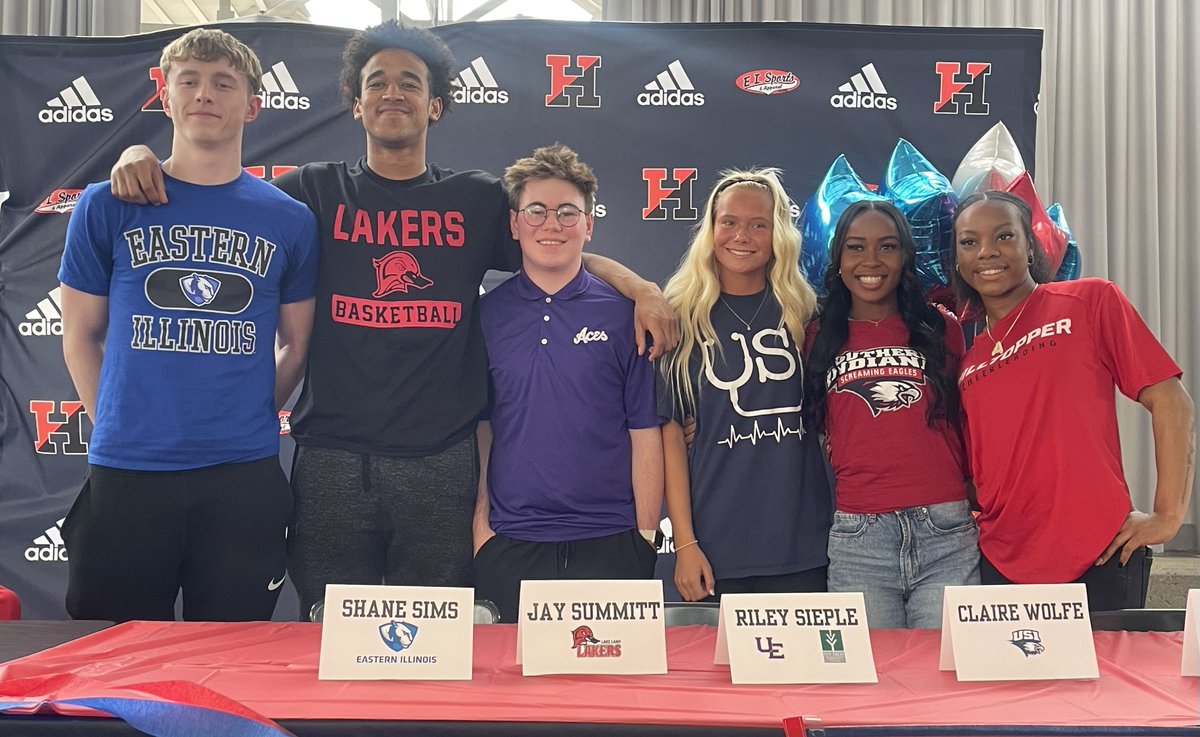 Harrison High School signings

Shane Sims - Eastern Illinois 🏀
Jay Summitt - Lake Land 🏀
Ameyah Fletcher - Western Kentucky 📣
Claire Wolfe - USI 📣
Katrice Heyward - USI 📣
Riley Sieple - UE 🎥