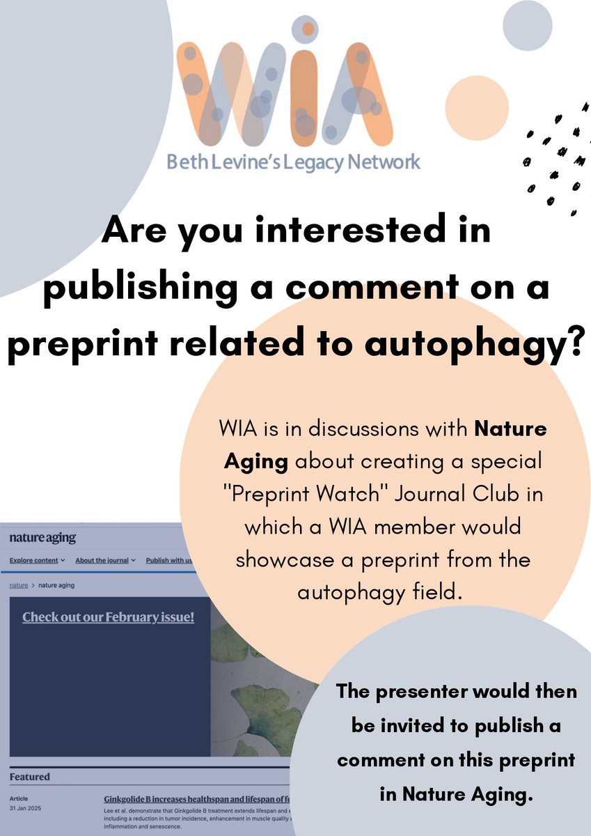 WAutophagy's tweet image. Are you interested in publishing a comment on a preprint about autophagy? 🧬💬 #NatureAging