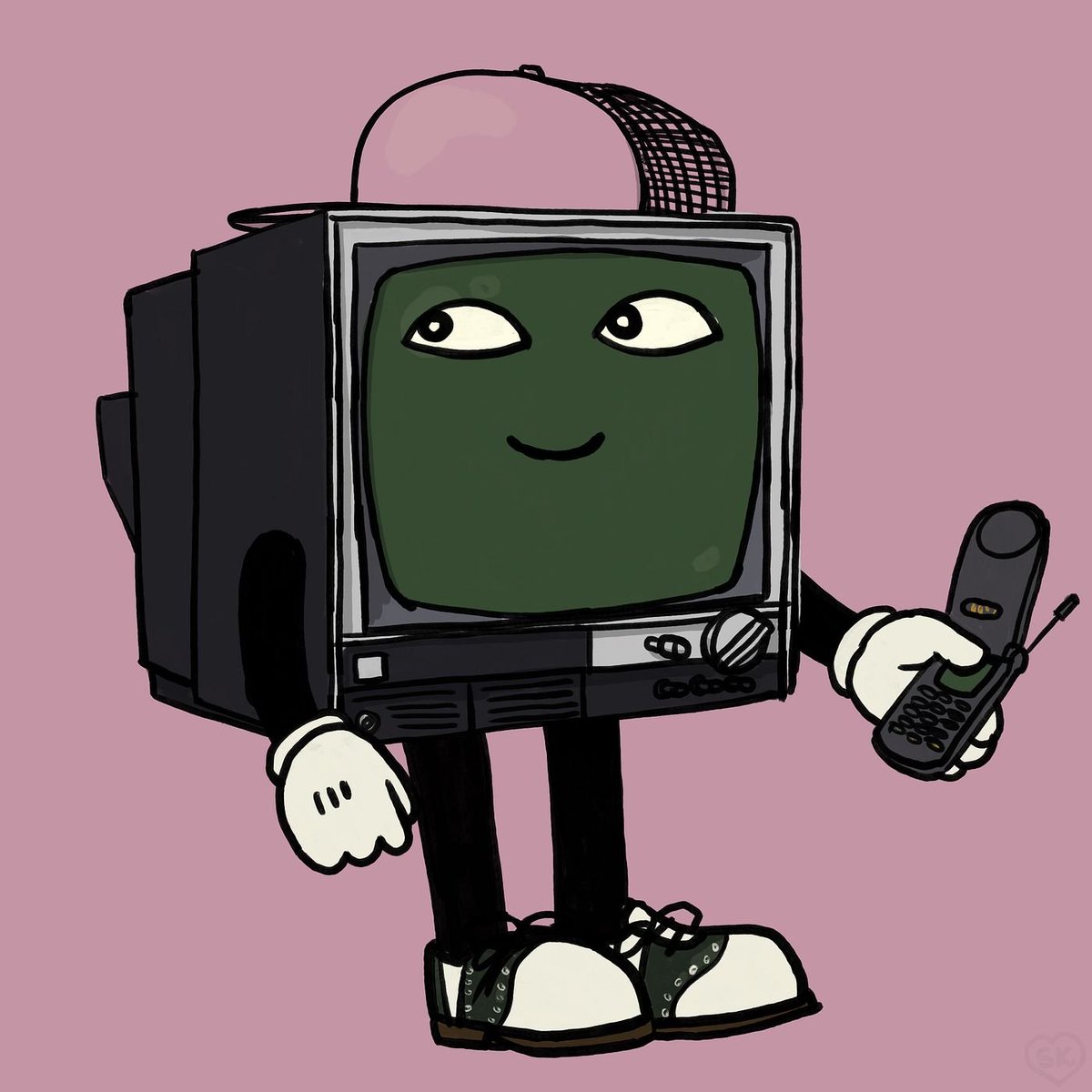OnchainOMies's tweet photo. People really be throwing their old TVs out on the floor these days.

We don't see the problem. As long as the display is still showing everything in MANTRA Pink, we got the shoes and the flip phone to go with it!

- The Story of OMie #3618 https://t.co/EurFEy30Wf