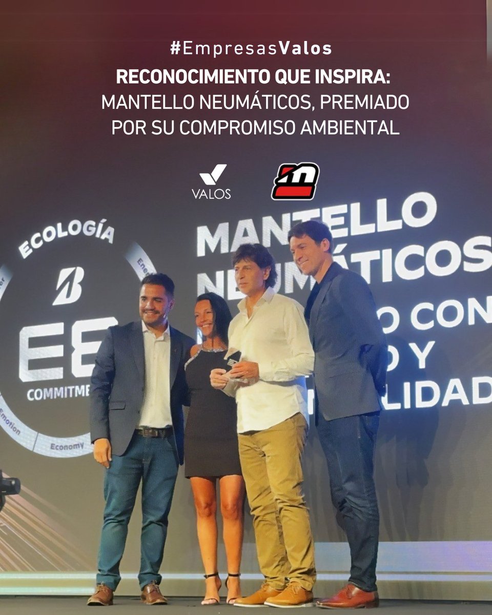 🌱✨ Desde #Valos celebramos el reconocimiento Mantello Neumáticos por parte de Bridgestone Latinoamérica South en la categoría ecológica, en el evento “Desafiando Límites Juntos en el Camino”.

#EmpresasConPropósito #Sostenibilidad #CompromisoAmbiental #RedValos
