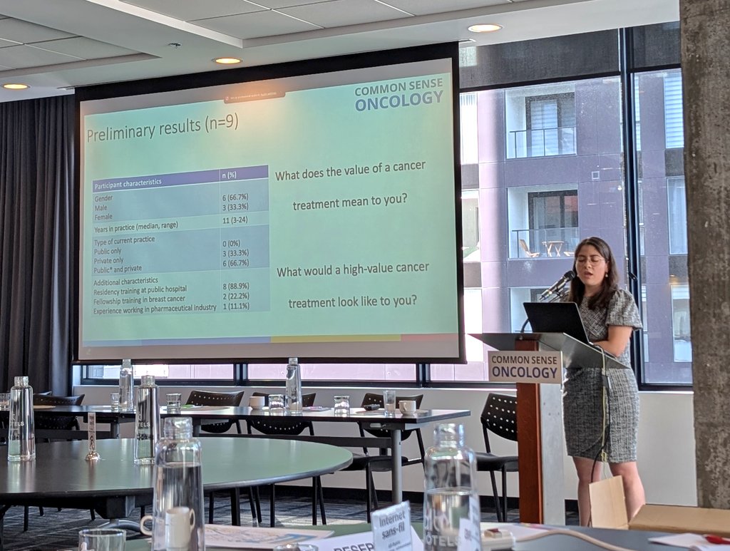 EnriqueSoto8's tweet photo. Superstar @csoncol fellow @hafaydeefe presents her work on oncologists' perspectives on the value of cancer care #cso2025 https://t.co/ld25SZBfRk