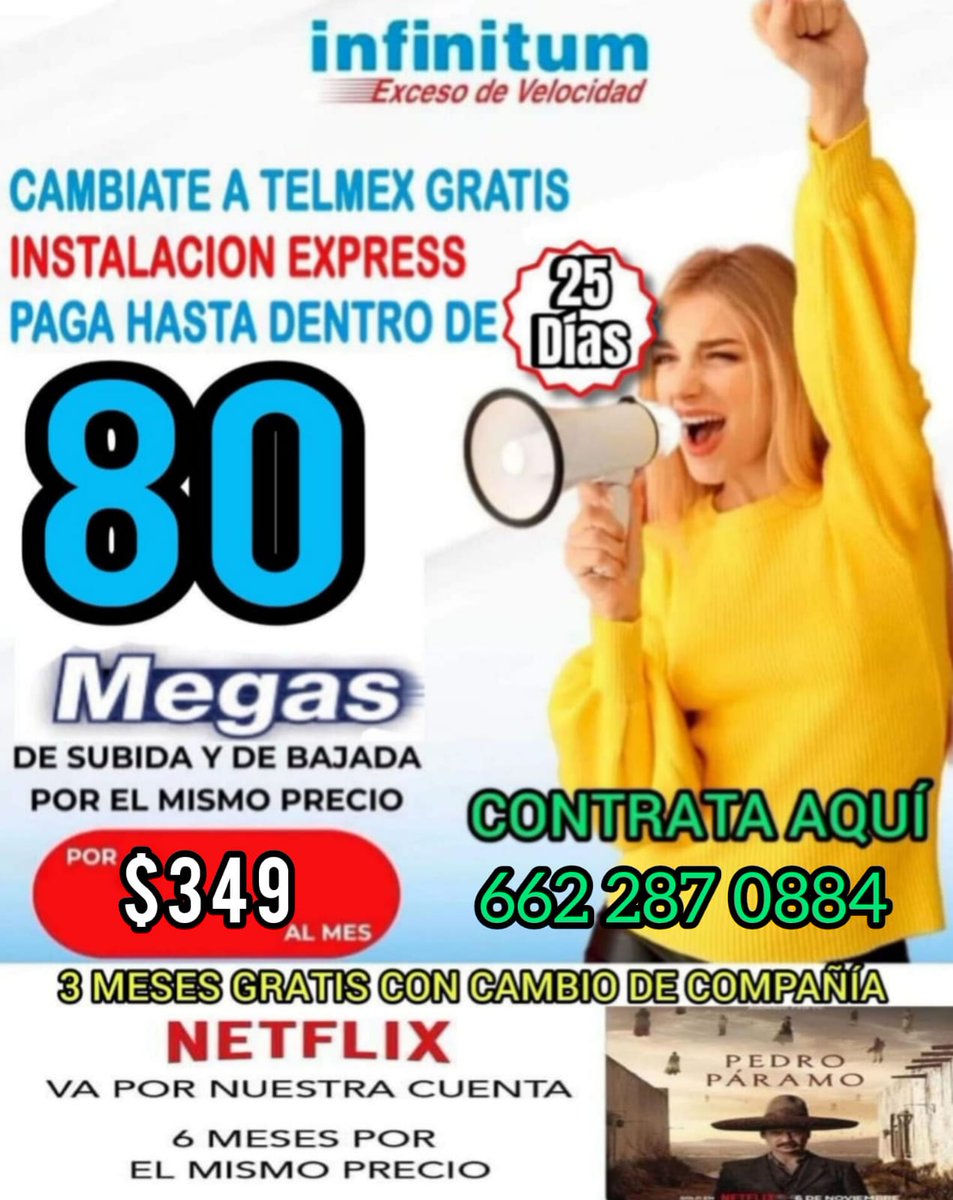 ghost945548's tweet photo. @Chescan4 ANDO PONIENDO INTERNET TELMEX 🌐
No pagas nada ahorita ni cuando te instalen🥳, pagas hasta JULIO😱 + 2 aplicaciónes para tv de regalo 🎁💁‍♀️!! Más información 📩
Contratarlo ahora
 6622870884 https://t.co/TZ7AlF7qGm