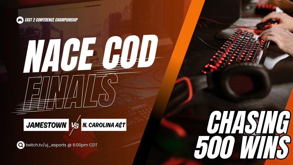 Your undefeated UJ Call of Duty team takes on NC A&amp;T State in the NACE East 2 Conference Championship tonight! Not only do the Jimmies have a chance to take home a title, a win tonight also clinches the program's 500th overall win. Tune in at 6pm at twitch.tv/uj_esports
