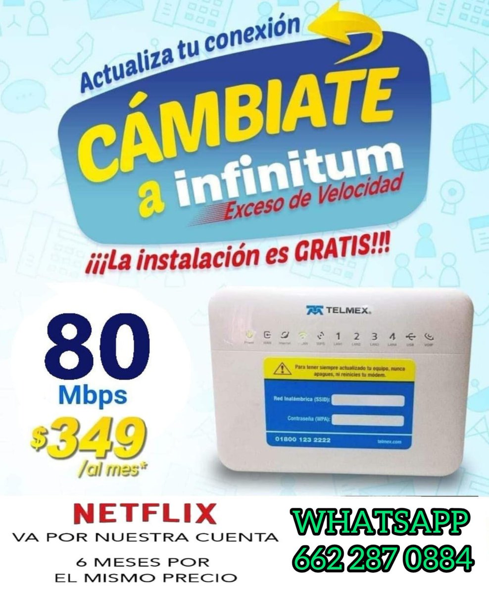ghost945548's tweet photo. @iespindola ANDO PONIENDO INTERNET TELMEX 🌐
No pagas nada ahorita ni cuando te instalen🥳, pagas hasta JULIO😱 + 2 aplicaciónes para tv de regalo 🎁💁‍♀️!! Más información 📩
Contratarlo ahora
 6622870884 https://t.co/BTVhFAlHLs
