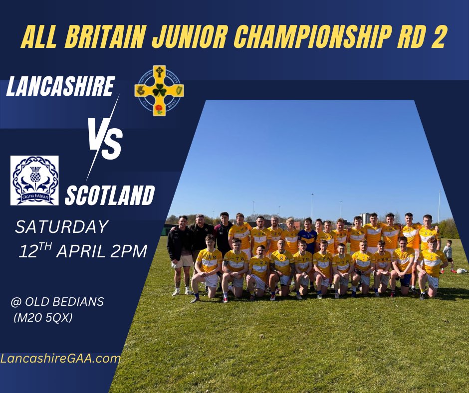 's tweet image. All Britain Championship fixture in Didsbury this Saturday against @ScotlandGAA

All support very welcome!

Details 👇