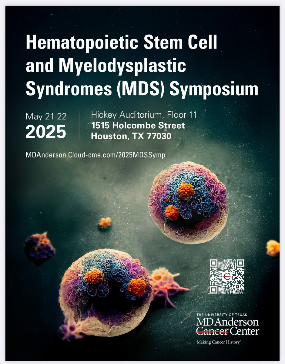 Sanam Loghavi, MD صنم لغوی 🔬🧬 (@sanamloghavi) on Twitter photo Dear Leukemia friends, making U aware of this exceptional MDS symposium organized by Dr. <a href="/CollaSimona/">simona colla</a> at <a href="/MDAndersonNews/">MD Anderson Cancer Center</a> in May 2025!
The speaker line up is phenomenal & the science is cutting edge.
Register 👇🏼 join us & RT pls
mdanderson.cloud-cme.com/course/courseo…
#MDSsm Dear Leukemia friends, making U aware of this exceptional MDS symposium organized by Dr. <a href="/CollaSimona/">simona colla</a> at <a href="/MDAndersonNews/">MD Anderson Cancer Center</a> in May 2025!
The speaker line up is phenomenal & the science is cutting edge.
Register 👇🏼 join us & RT pls
mdanderson.cloud-cme.com/course/courseo…
#MDSsm
