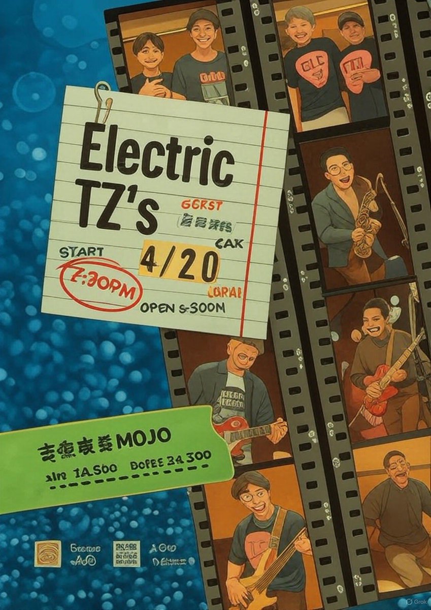 takeuji55's tweet photo. 4/20 音楽喫茶モジョ、Electric TZ's。
ドラムにウエストロードブルースバンドの松本照夫さんを迎え、スペシャルゲストにはRCサクセションのサックス、ドクトル梅津こと梅津和時さん！
Don’t miss it ！！！予約は私にメッセージを。
で、ピクサー風で告知。笑笑 https://t.co/K1gGo0IjrD