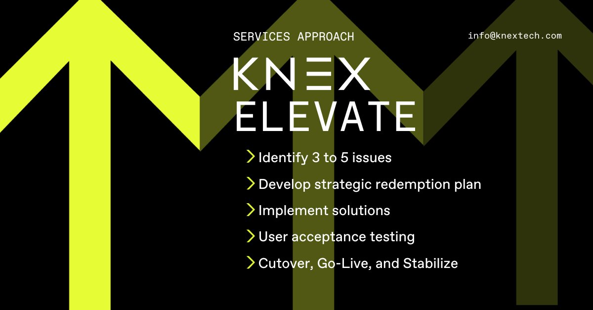 KNEX Technology (@knextech) on Twitter photo KNEX Elevate is our services approach designed to identify issues, implement strategic fixes, and stabilize your systems for the long haul.
Let’s elevate your operations strategically, efficiently, and with confidence.
info@knextech.com
đź”—knextech.com/our-approach
#KNEX #Oracle KNEX Elevate is our services approach designed to identify issues, implement strategic fixes, and stabilize your systems for the long haul.
Let’s elevate your operations strategically, efficiently, and with confidence.
info@knextech.com
đź”—knextech.com/our-approach
#KNEX #Oracle